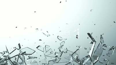 Glass smashed and broken in slow motion. Alpha matte