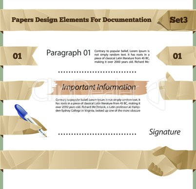 Crumpled Paper Design Elements For Documentation Set3