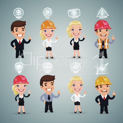 Businessmen with Icons Set