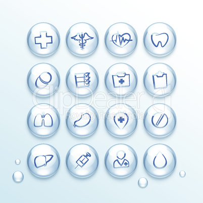 Medical Icons Set in Drops