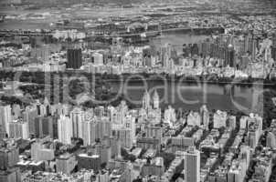 Awesome helicopter view of Jacqueline Kennedy Onassis Reservoir