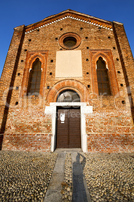 church  in  the parabiago  old   closed brick tower sidewalk
