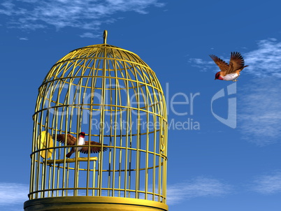 Freedom versus prison - 3D render