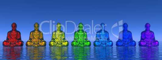 Chakra buddhas - 3D render