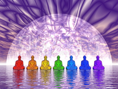 Chakra buddhas - 3D render