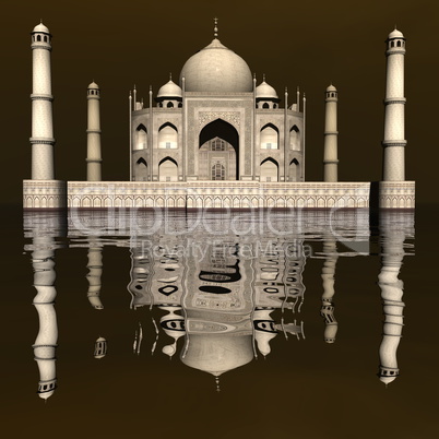 Taj Mahal mausoleum, Agra, India - 3D render