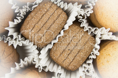 Verschiedene Sorten Kekse in der Dose, Detailaufnahme