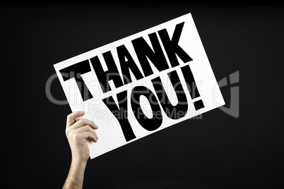 Man holding poster with thank you