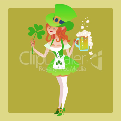 Girl elf green costume St. Patrick day