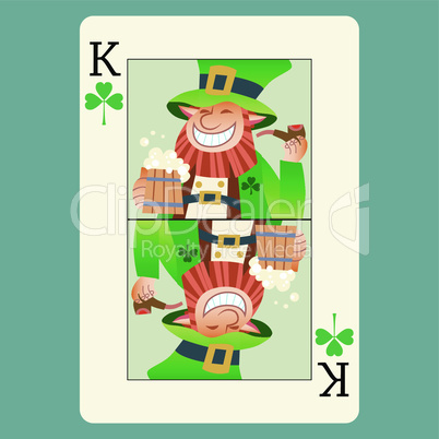 Playing card king green leprechaun St. Patrick's day