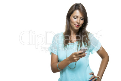 Pretty Happy Woman Holding a Mobile Phone