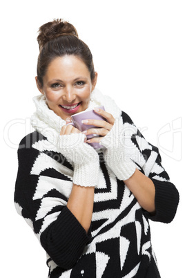 Cold woman in an elegant black and white outfit
