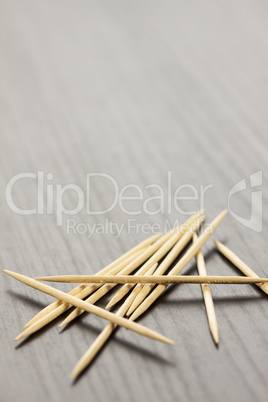 Pile of wooden toothpicks