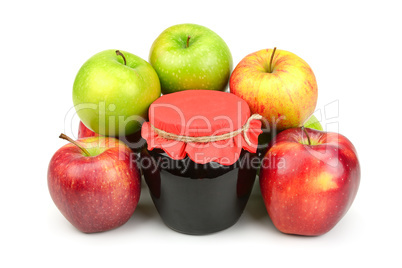 Red apples and pot of jam