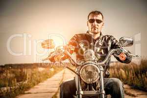 Biker on a motorcycle