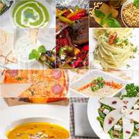 healthy and tasty Italian food collage