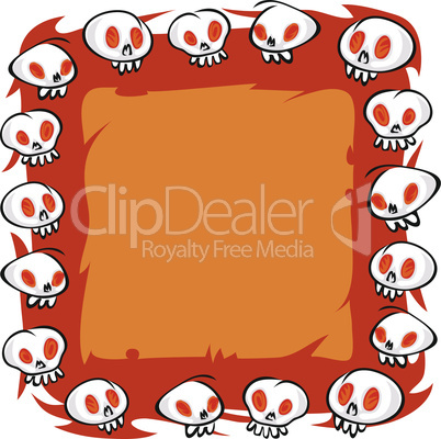 Cartoon Skulls Square Frame on White Background