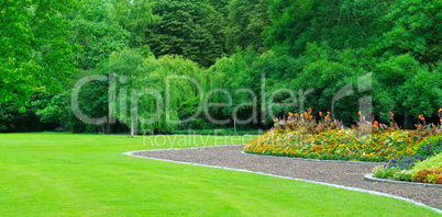 Beautiful flowerbed in summer park