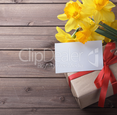 daffodils with gift box