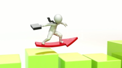 Businessman surfer rises on a schedule