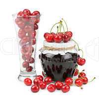 cherries and jars of jam