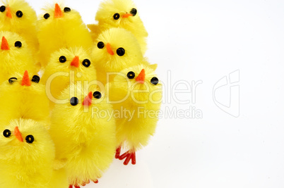 Little yellow chickens. Easter decorations.