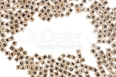 Wooden cubes with letters and copy space