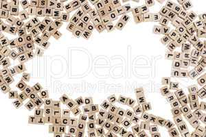 Wooden cubes with letters and copy space