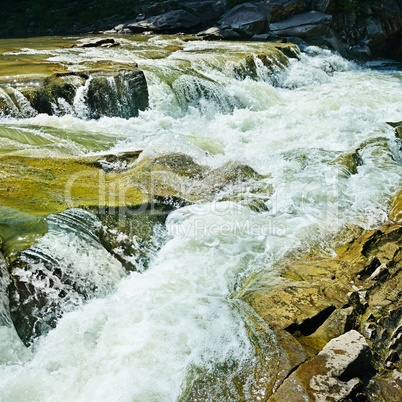 Waterfall on the mountain river