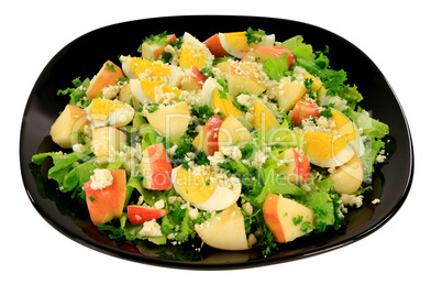 Green salad with eggs and apples