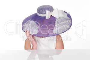 Mysterious Woman in Elegant Light Violet Hat