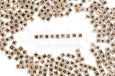 marketing written in small wooden cubes