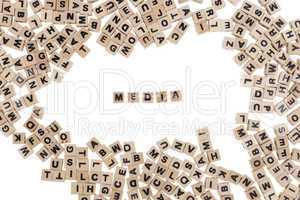 media written in small wooden cubes