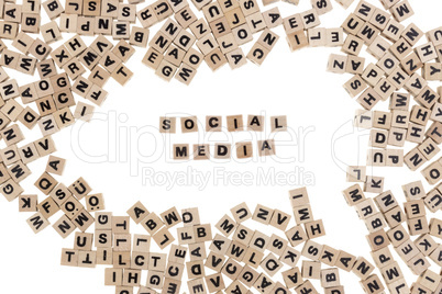 social media written in small wooden cubes