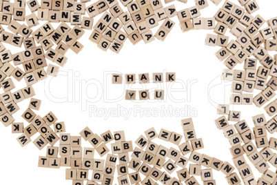 thank you written in small wooden cubes