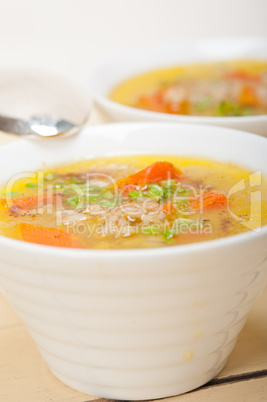 Syrian barley broth soup Aleppo style