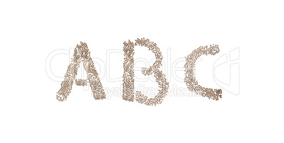 ABC written with small cubes