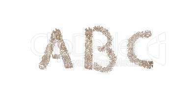 ABC written with small cubes