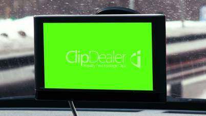 GPS device with chroma key over dashboard