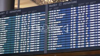 Digital flight schedule at the airport