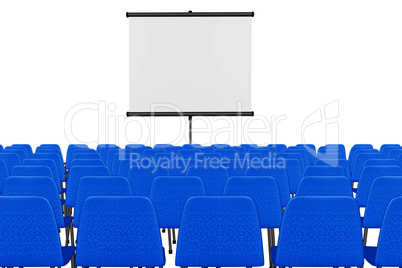 Lecture room with chairs and screen