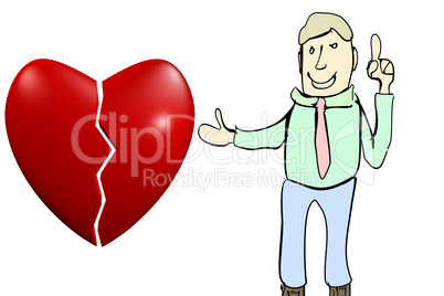 Stick figure shows heart