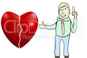 Stick figure shows heart