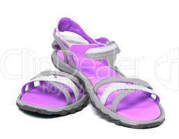 Pair of summer sandals on white background