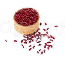 Red haricot beans in wooden bowl
