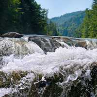 waterfall on the river in the mountains