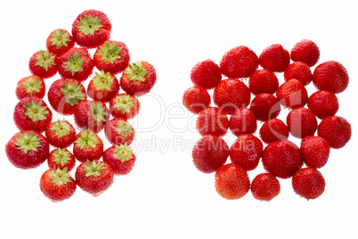 Strawberries Arranged In Two Groups Over White.