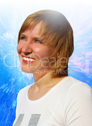 Joyous woman looking with optimism to the future