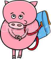piglet with satchel cartoon illustration