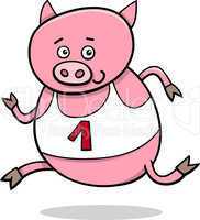 running piglet cartoon illustration